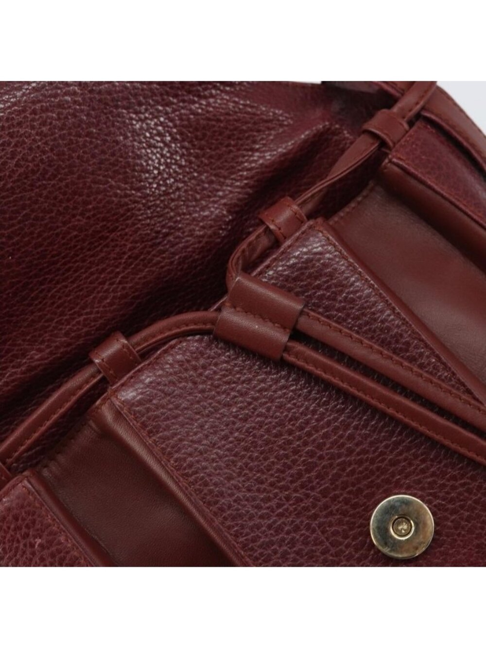 Authentic CARTIER Shoulder Bag Leather Bordeaux Gold - Picture 16 of 16